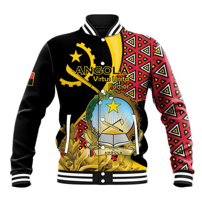 Personalized República de Angola Baseball Jacket Coat Of Arms With Map