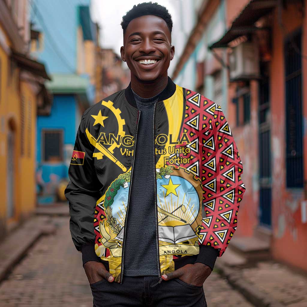 Personalized República de Angola Bomber Jacket Coat Of Arms With Map