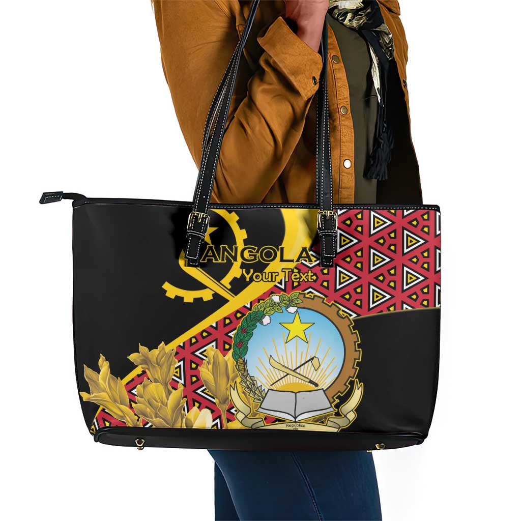 Personalized República de Angola Leather Tote Bag Coat Of Arms With Map