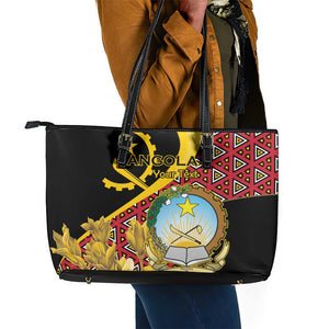 Personalized República de Angola Leather Tote Bag Coat Of Arms With Map