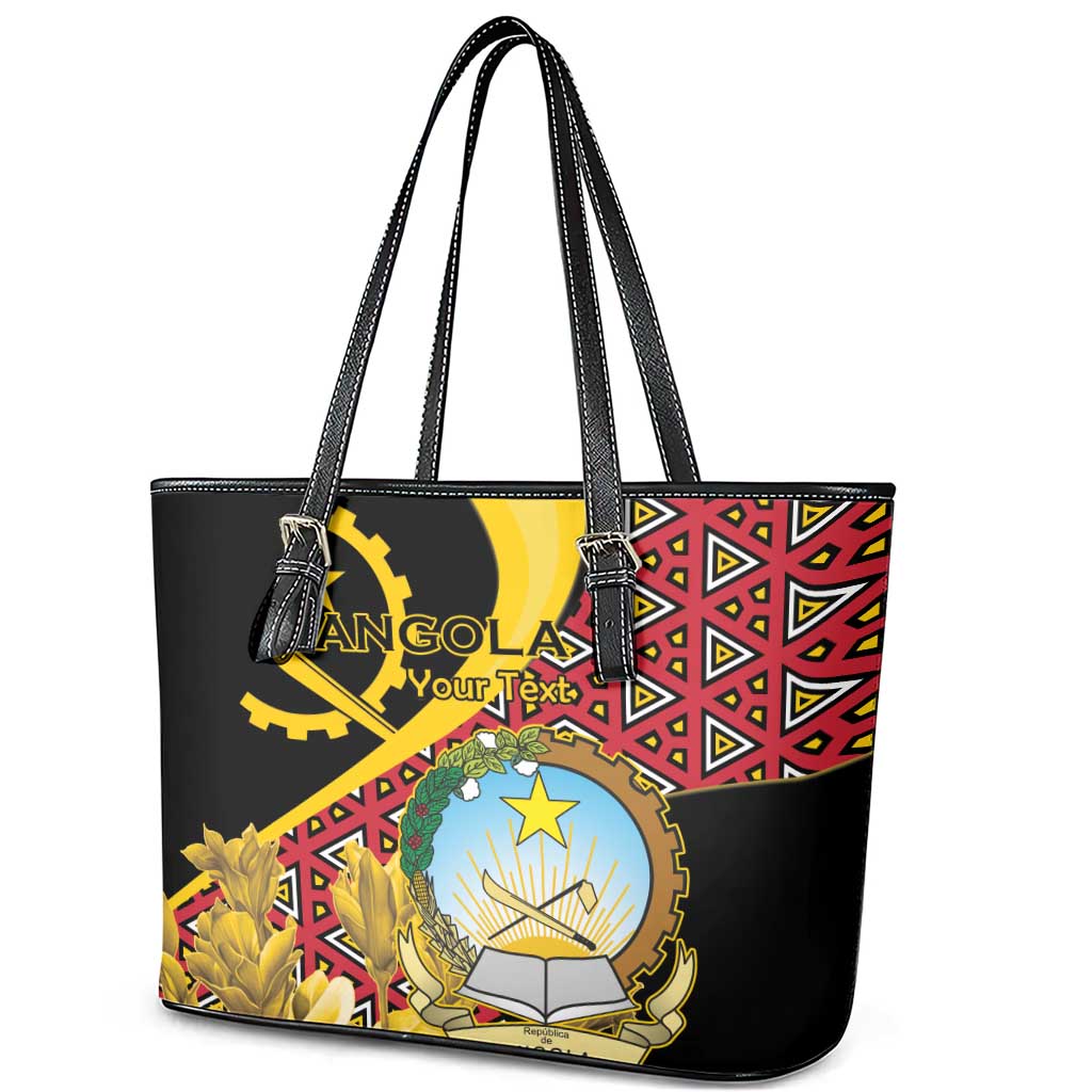 Personalized República de Angola Leather Tote Bag Coat Of Arms With Map