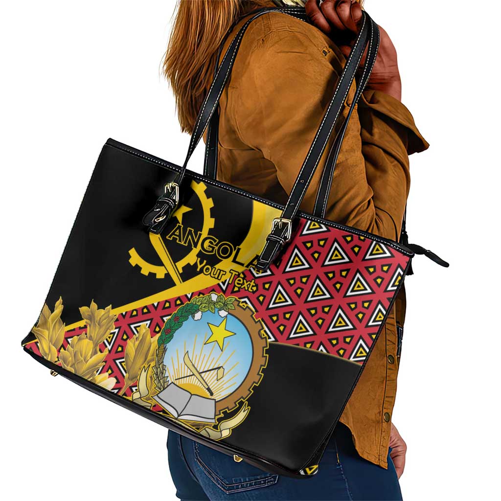 Personalized República de Angola Leather Tote Bag Coat Of Arms With Map