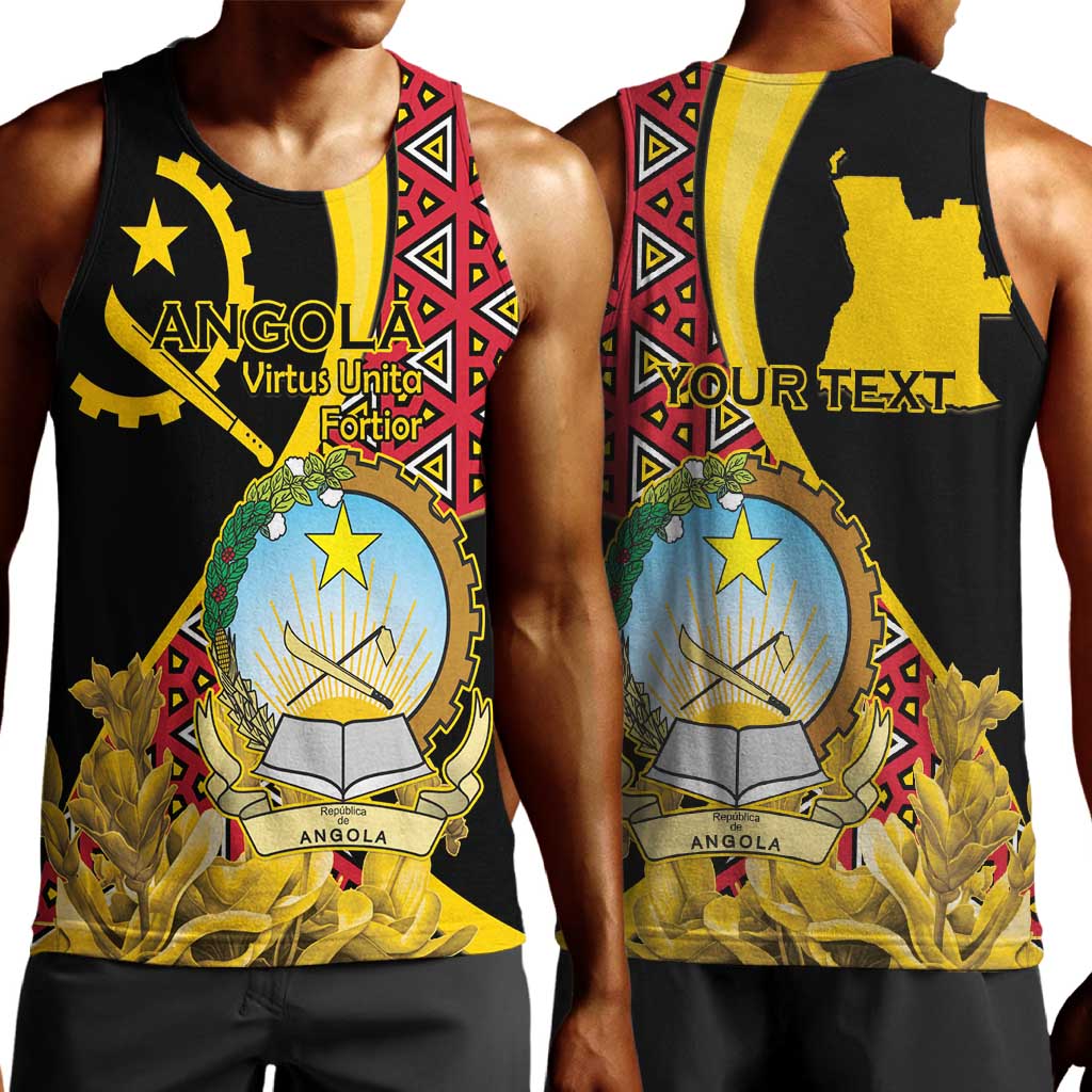 Personalized República de Angola Men Tank Top Coat Of Arms With Map