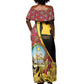 Personalized República de Angola Off Shoulder Maxi Dress Coat Of Arms With Map