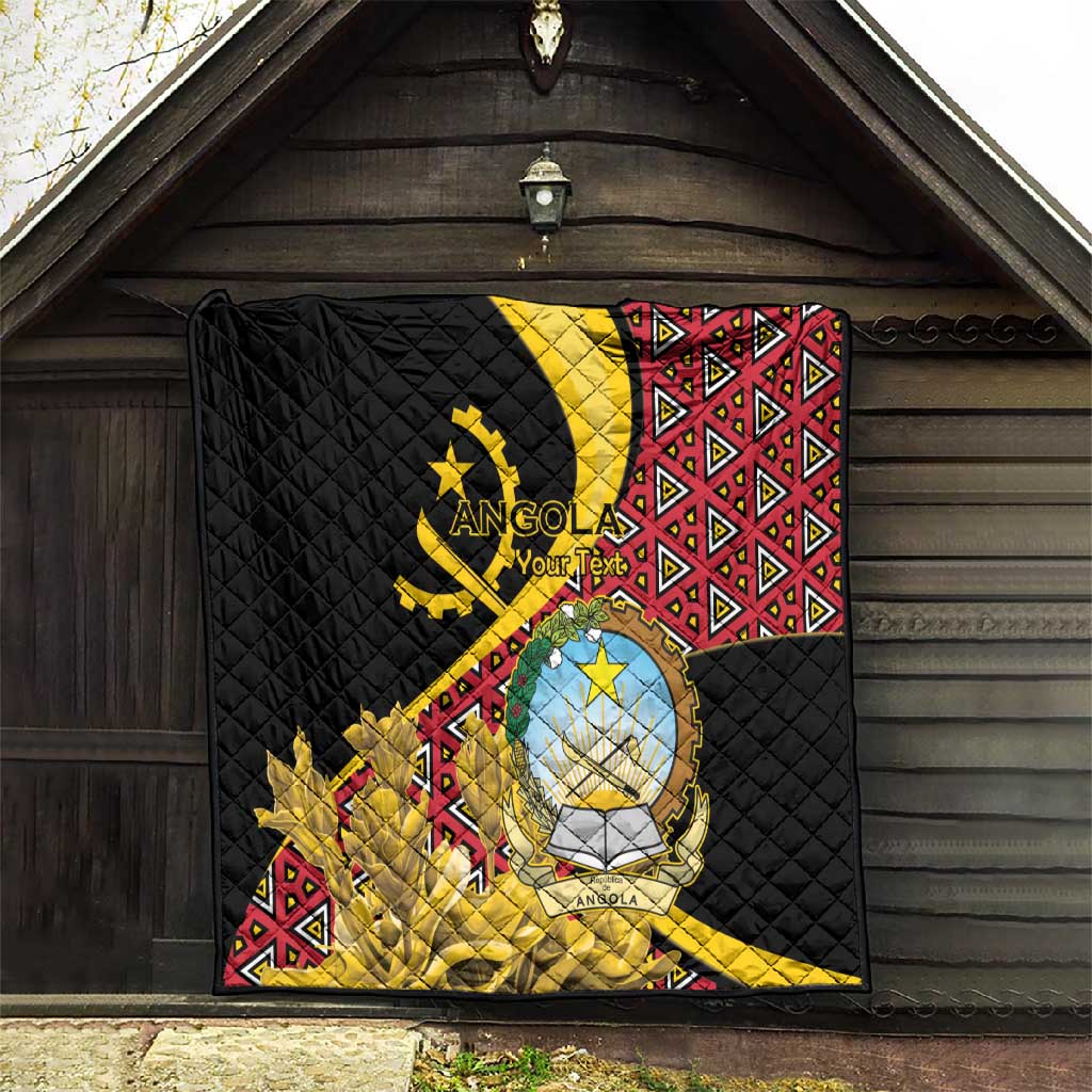 Personalized República de Angola Quilt Coat Of Arms With Map