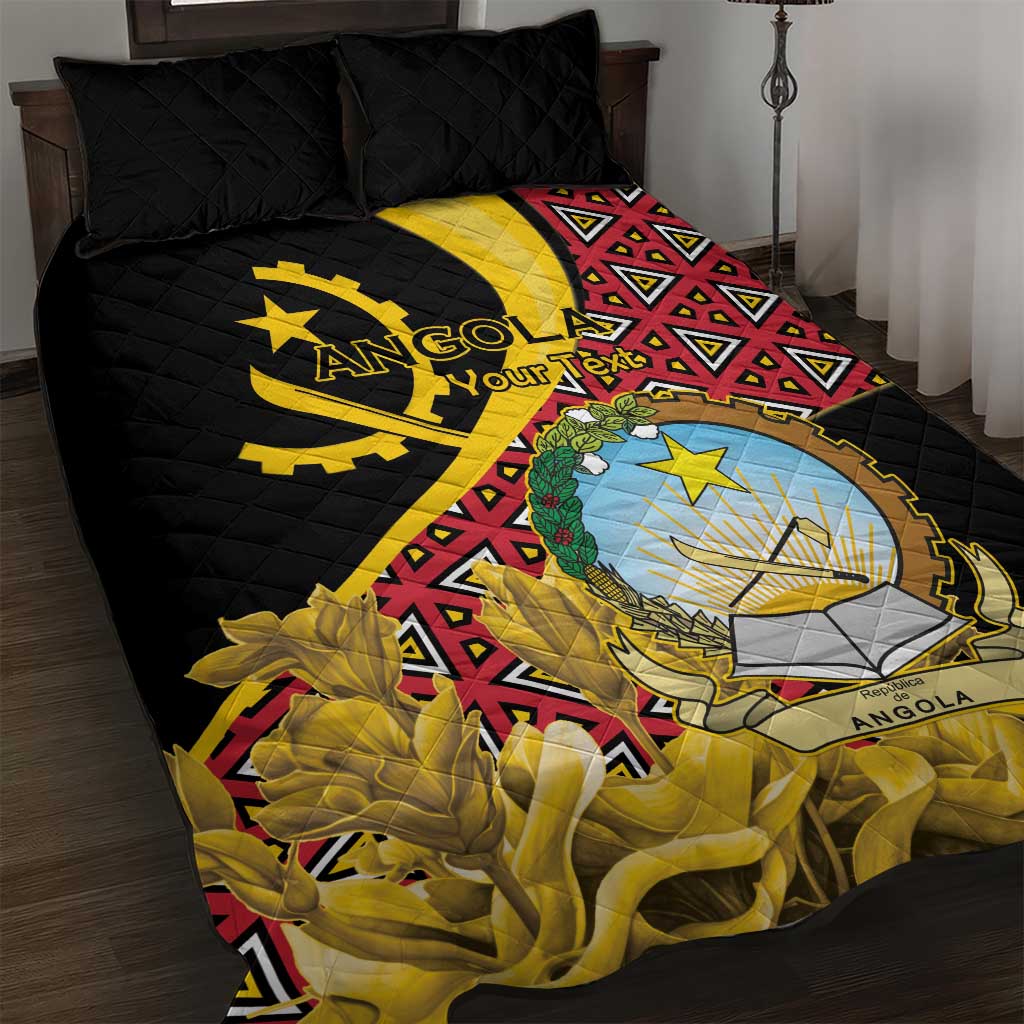 Personalized República de Angola Quilt Bed Set Coat Of Arms With Map