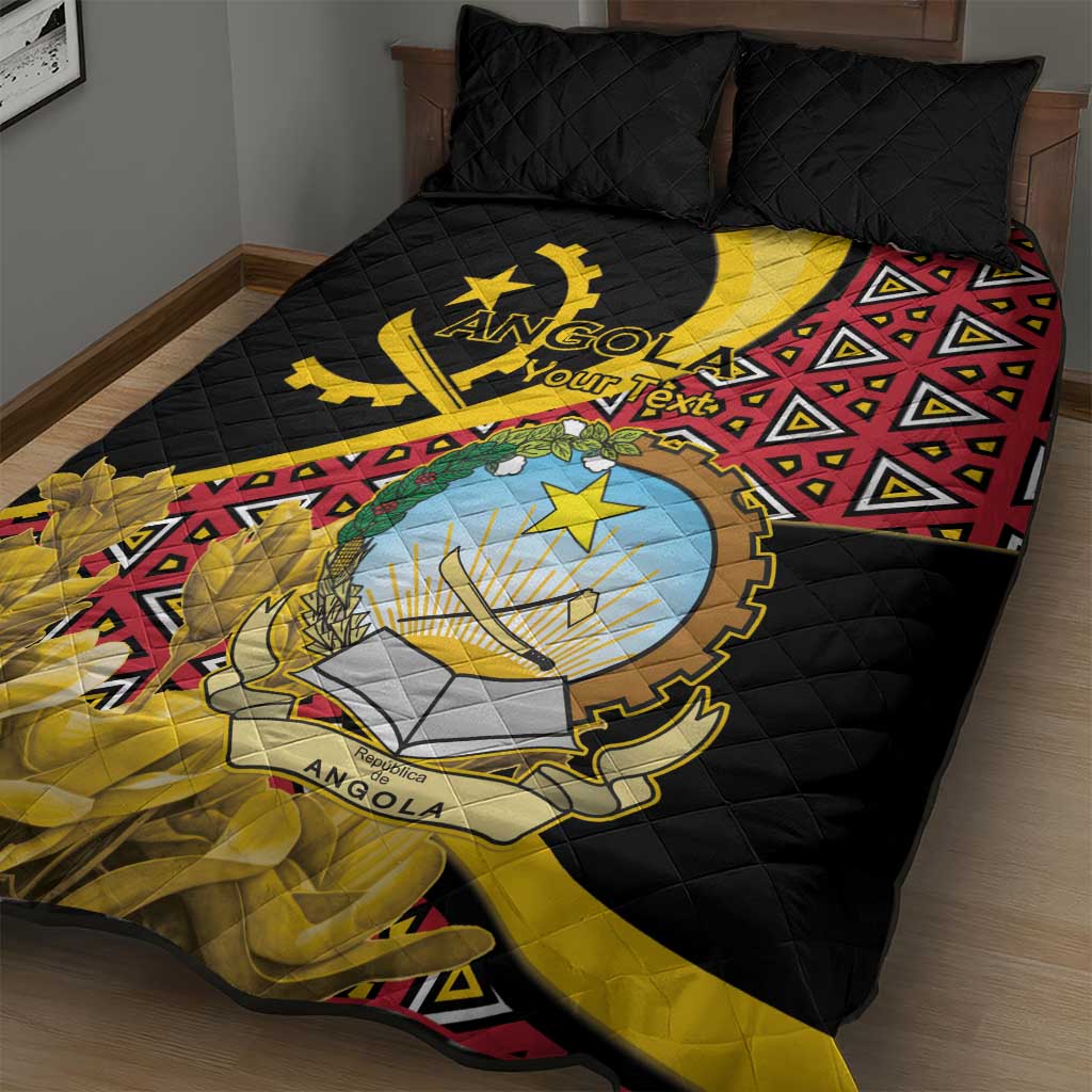 Personalized República de Angola Quilt Bed Set Coat Of Arms With Map