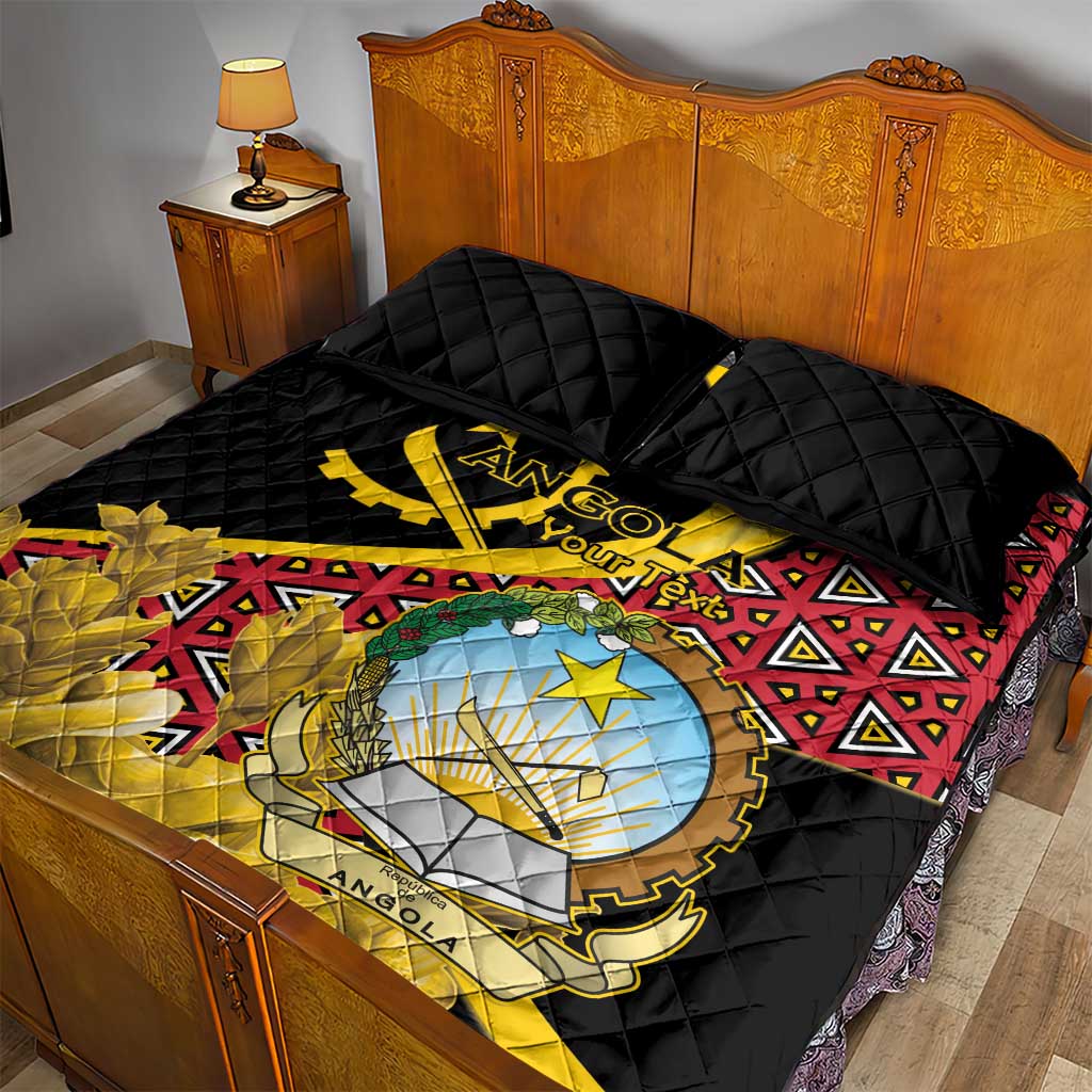 Personalized República de Angola Quilt Bed Set Coat Of Arms With Map