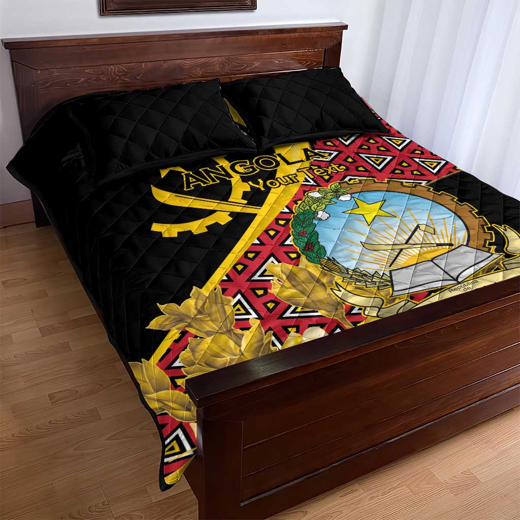 Personalized República de Angola Quilt Bed Set Coat Of Arms With Map