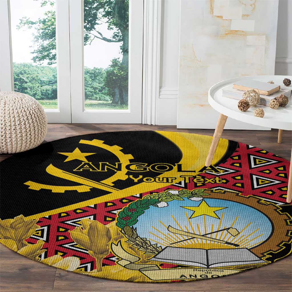 Personalized República de Angola Round Carpet Coat Of Arms With Map