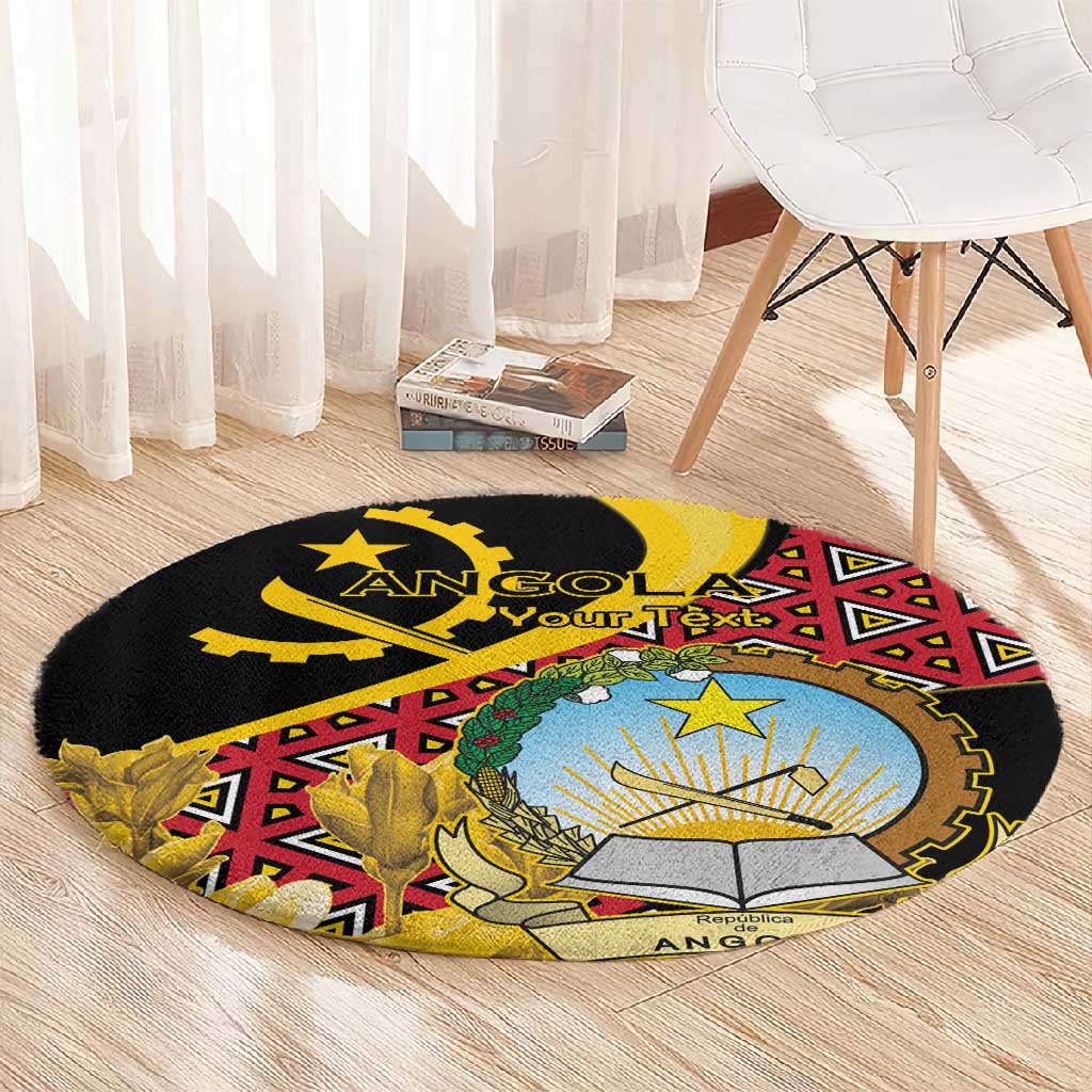 Personalized República de Angola Round Carpet Coat Of Arms With Map