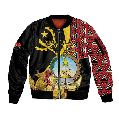 Personalized República de Angola Sleeve Zip Bomber Jacket Coat Of Arms With Map