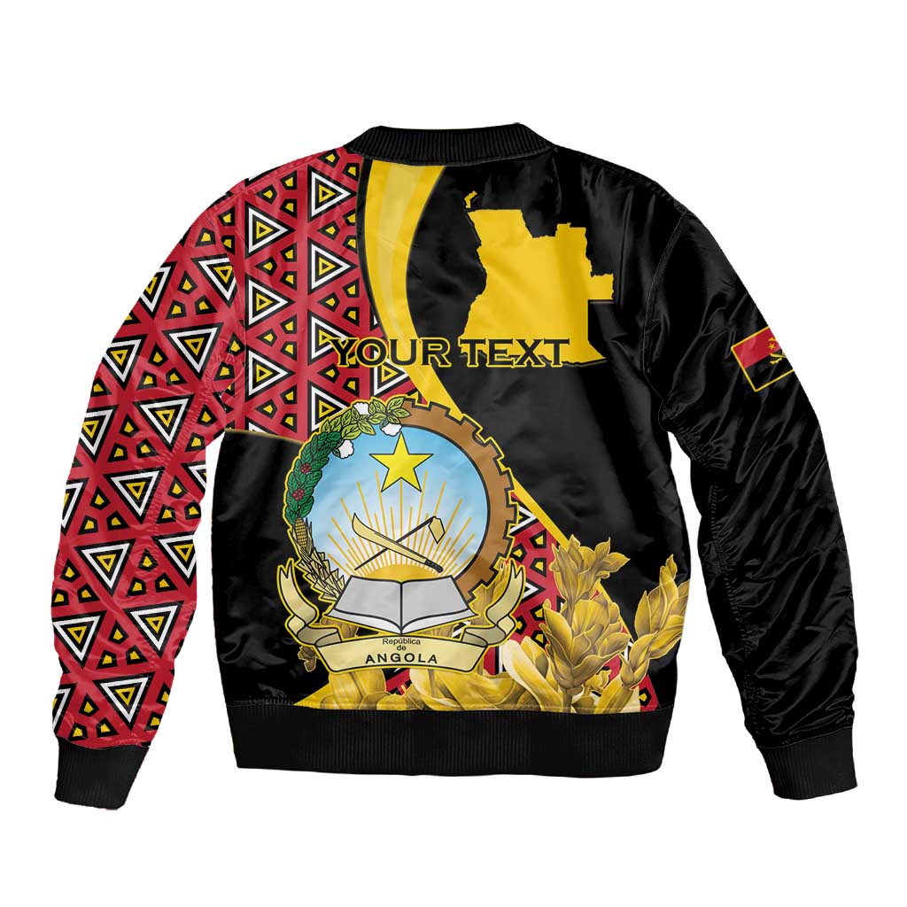 Personalized República de Angola Sleeve Zip Bomber Jacket Coat Of Arms With Map