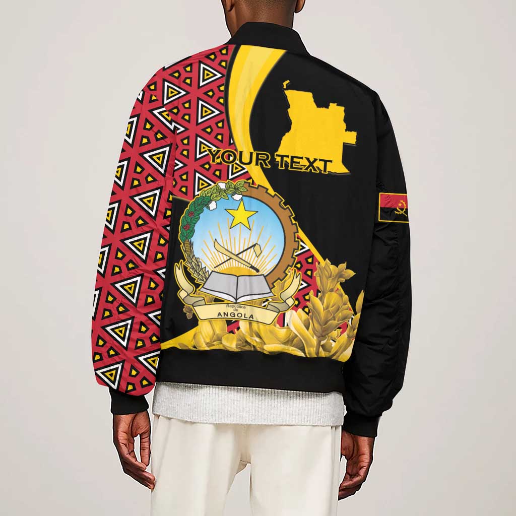 Personalized República de Angola Sleeve Zip Bomber Jacket Coat Of Arms With Map