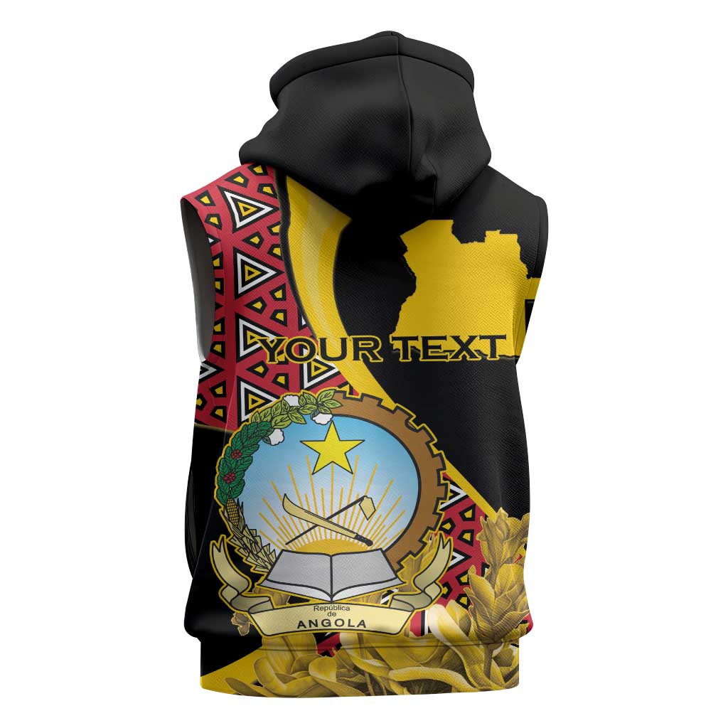 Personalized República de Angola Sleeveless Zip Hoodie Coat Of Arms With Map - African Pride
