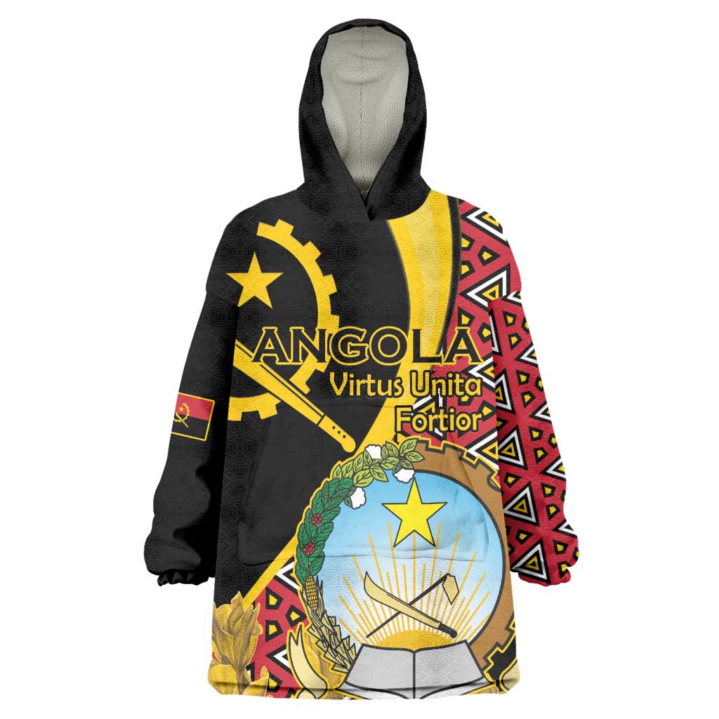 Personalized República de Angola Wearable Blanket Hoodie Coat Of Arms With Map
