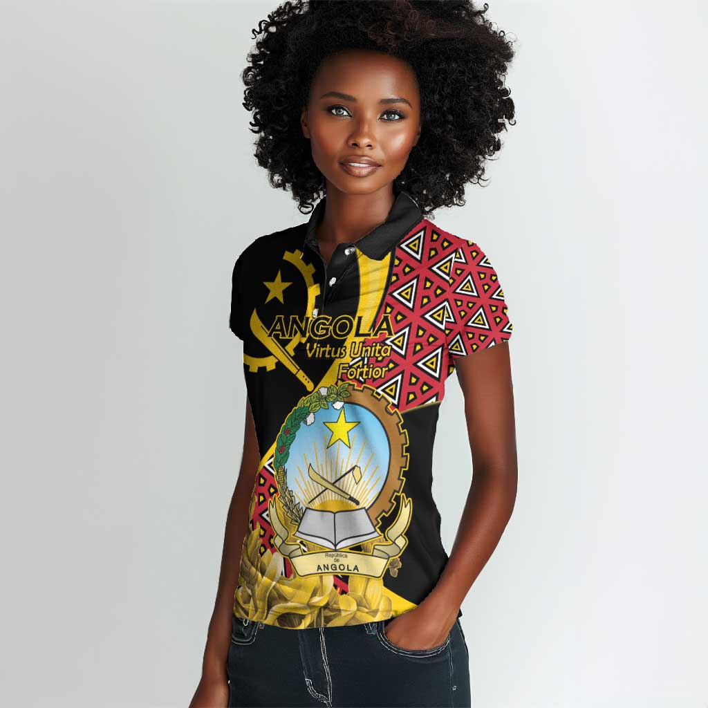 Personalized República de Angola Women Polo Shirt Coat Of Arms With Map