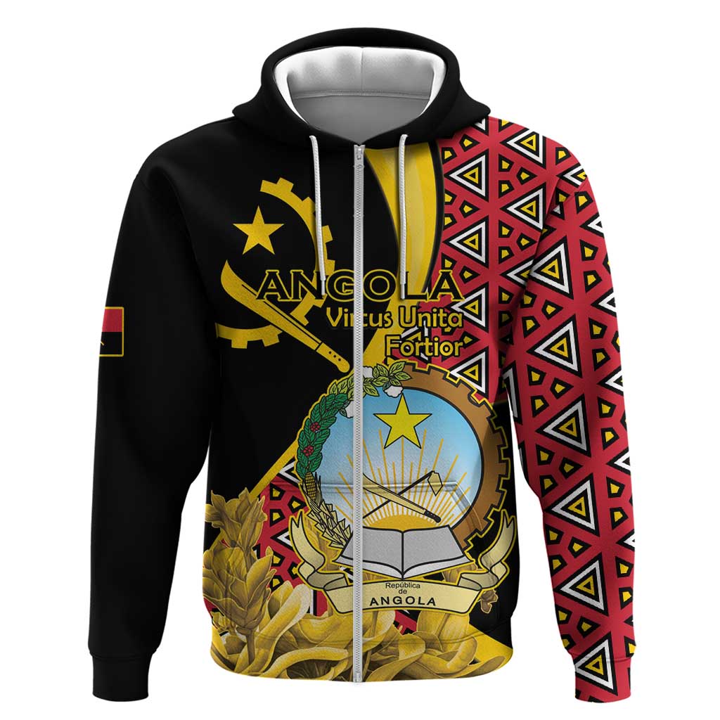 Personalized República de Angola Zip Hoodie Coat Of Arms With Map