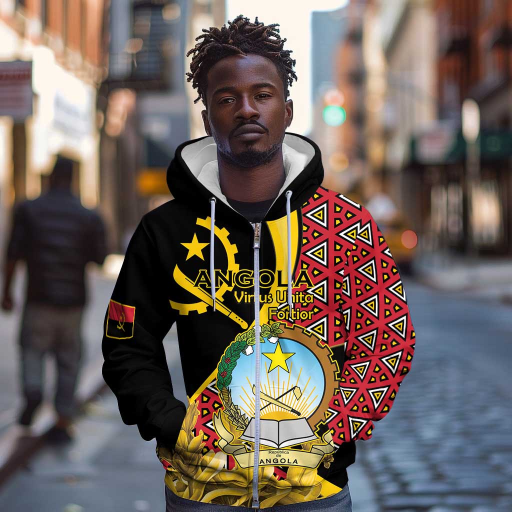 Personalized República de Angola Zip Hoodie Coat Of Arms With Map