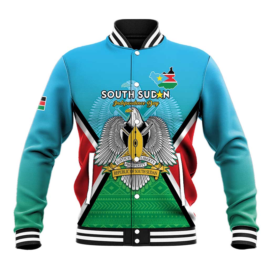 Personalised South Sudan Baseball Jacket Coat Of Arms - Happy Independence Day