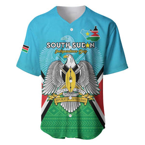 Personalised South Sudan Baseball Jersey Coat Of Arms - Happy Independence Day