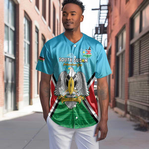 Personalised South Sudan Baseball Jersey Coat Of Arms - Happy Independence Day