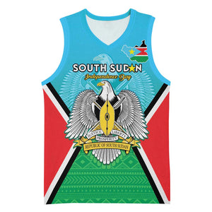 Personalised South Sudan Basketball Jersey Coat Of Arms - Happy Independence Day LT15