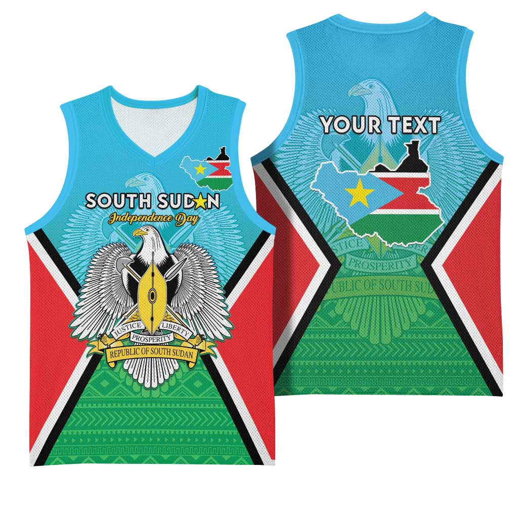 Personalised South Sudan Basketball Jersey Coat Of Arms - Happy Independence Day LT15