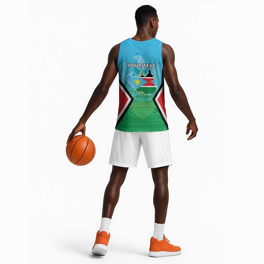 Personalised South Sudan Basketball Jersey Coat Of Arms - Happy Independence Day LT15
