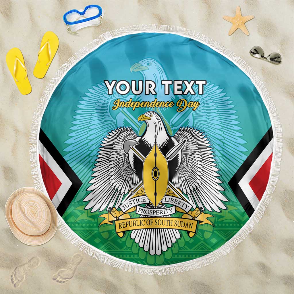 Personalised South Sudan Beach Blanket Coat Of Arms - Happy Independence Day