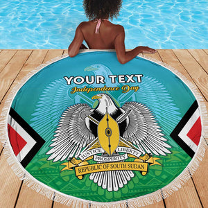 Personalised South Sudan Beach Blanket Coat Of Arms - Happy Independence Day