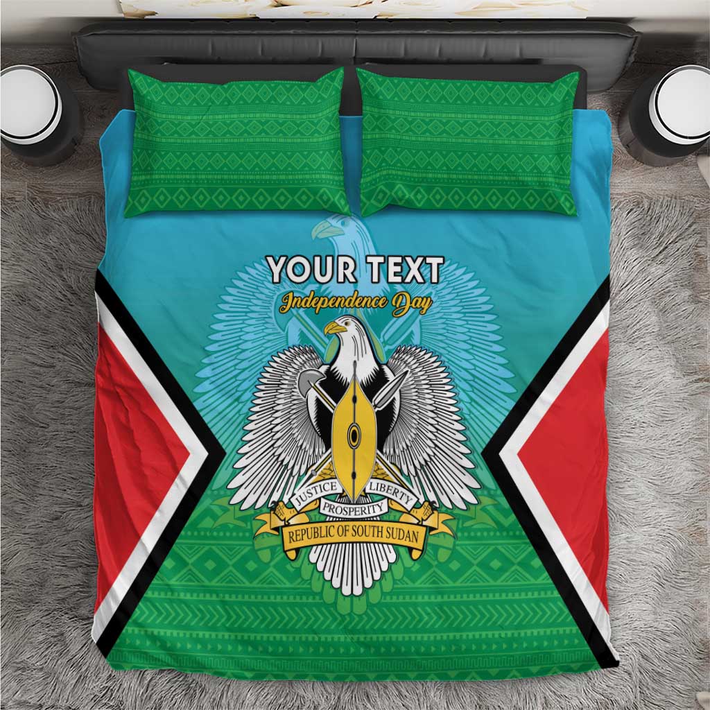 Personalised South Sudan Bedding Set Coat Of Arms - Happy Independence Day