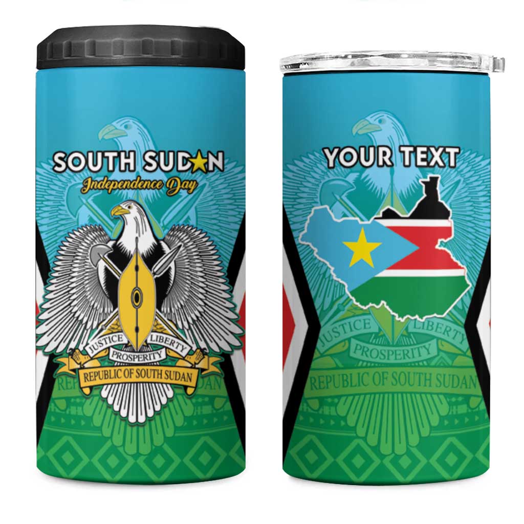 Personalised South Sudan 4 in 1 Can Cooler Tumbler Coat Of Arms - Happy Independence Day