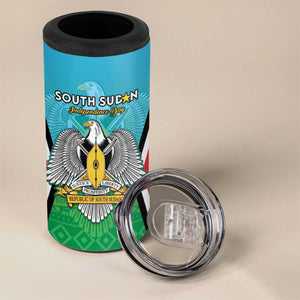 Personalised South Sudan 4 in 1 Can Cooler Tumbler Coat Of Arms - Happy Independence Day