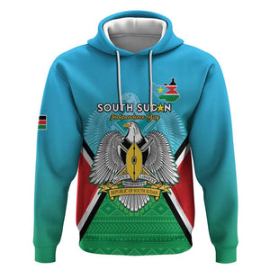 Personalised South Sudan Hoodie Coat Of Arms - Happy Independence Day