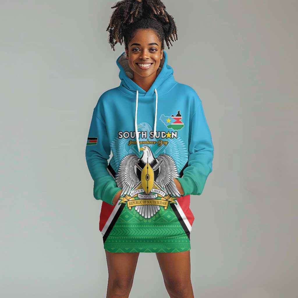 Personalised South Sudan Hoodie Dress Coat Of Arms - Happy Independence Day