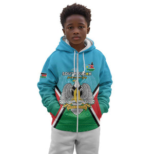 Personalised South Sudan Kid Hoodie Coat Of Arms - Happy Independence Day