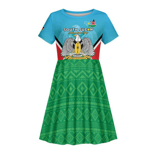 Personalised South Sudan Kid Short Sleeve Dress Coat Of Arms - Happy Independence Day