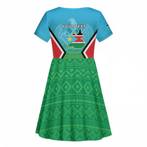 Personalised South Sudan Kid Short Sleeve Dress Coat Of Arms - Happy Independence Day