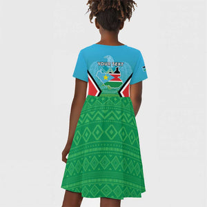 Personalised South Sudan Kid Short Sleeve Dress Coat Of Arms - Happy Independence Day