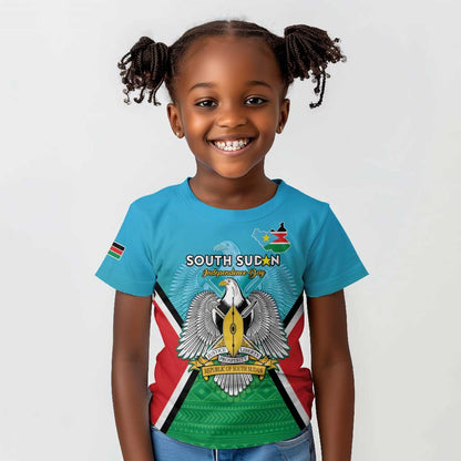 Personalised South Sudan Kid T shirt Coat Of Arms - Happy Independence Day