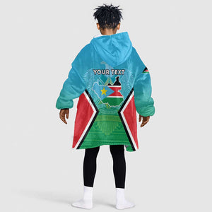 Personalised South Sudan Kid Wearable Blanket Hoodie Coat Of Arms - Happy Independence Day