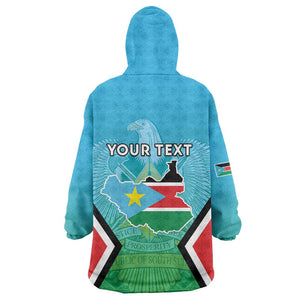 Personalised South Sudan Kid Wearable Blanket Hoodie Coat Of Arms - Happy Independence Day