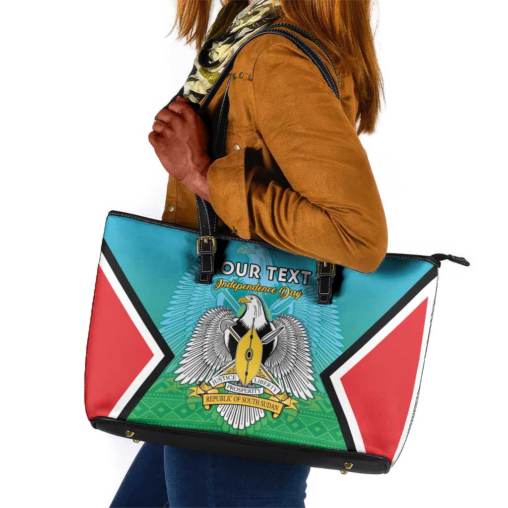 Personalised South Sudan Leather Tote Bag Coat Of Arms - Happy Independence Day