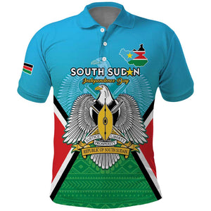 Personalised South Sudan Polo Shirt Coat Of Arms - Happy Independence Day