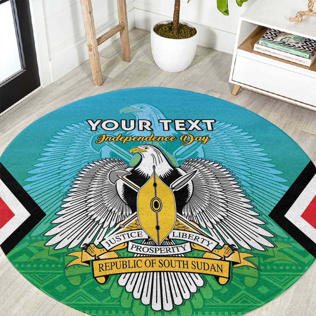 Personalised South Sudan Round Carpet Coat Of Arms - Happy Independence Day