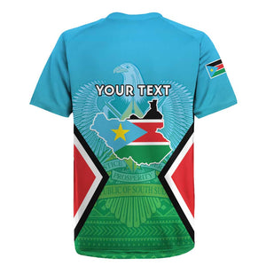 Personalised South Sudan Rugby Jersey Coat Of Arms - Happy Independence Day