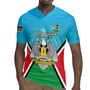 Personalised South Sudan Rugby Jersey Coat Of Arms - Happy Independence Day