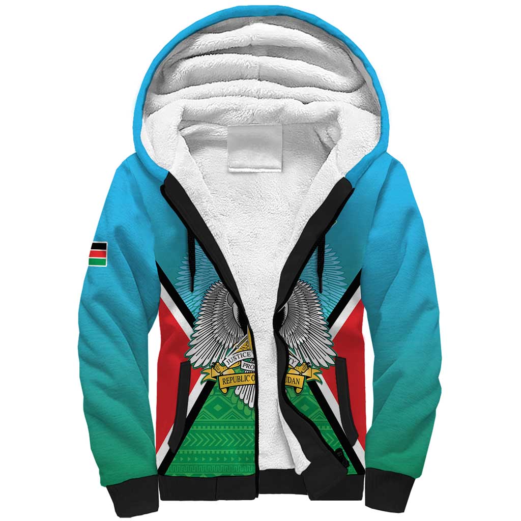 Personalised South Sudan Sherpa Hoodie Coat Of Arms - Happy Independence Day