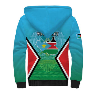 Personalised South Sudan Sherpa Hoodie Coat Of Arms - Happy Independence Day